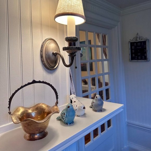 Adorable Brass Look Footed Basket w/Handle - Picture 3 of 11